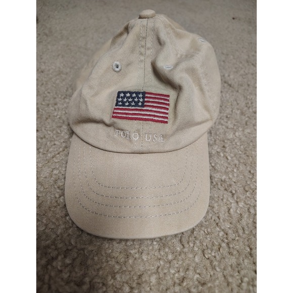 Vintage Polo Ralph Lauren Spell Out American Flag Hat Kids - Picture 1 of 6